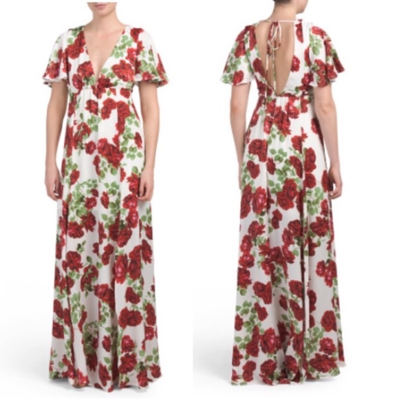 NWT! SMYM Faye Floral Rose Flutter Sleeve Boho Maxi - Picture 2 of 7